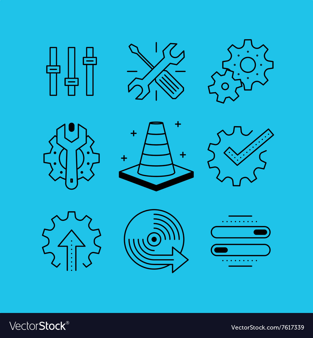 Set of line icons in the flat style