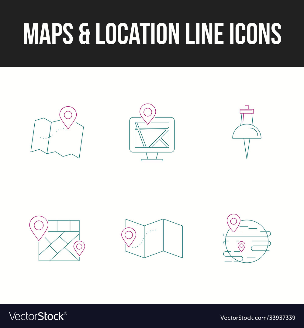 Unique set maps location 6 line icons