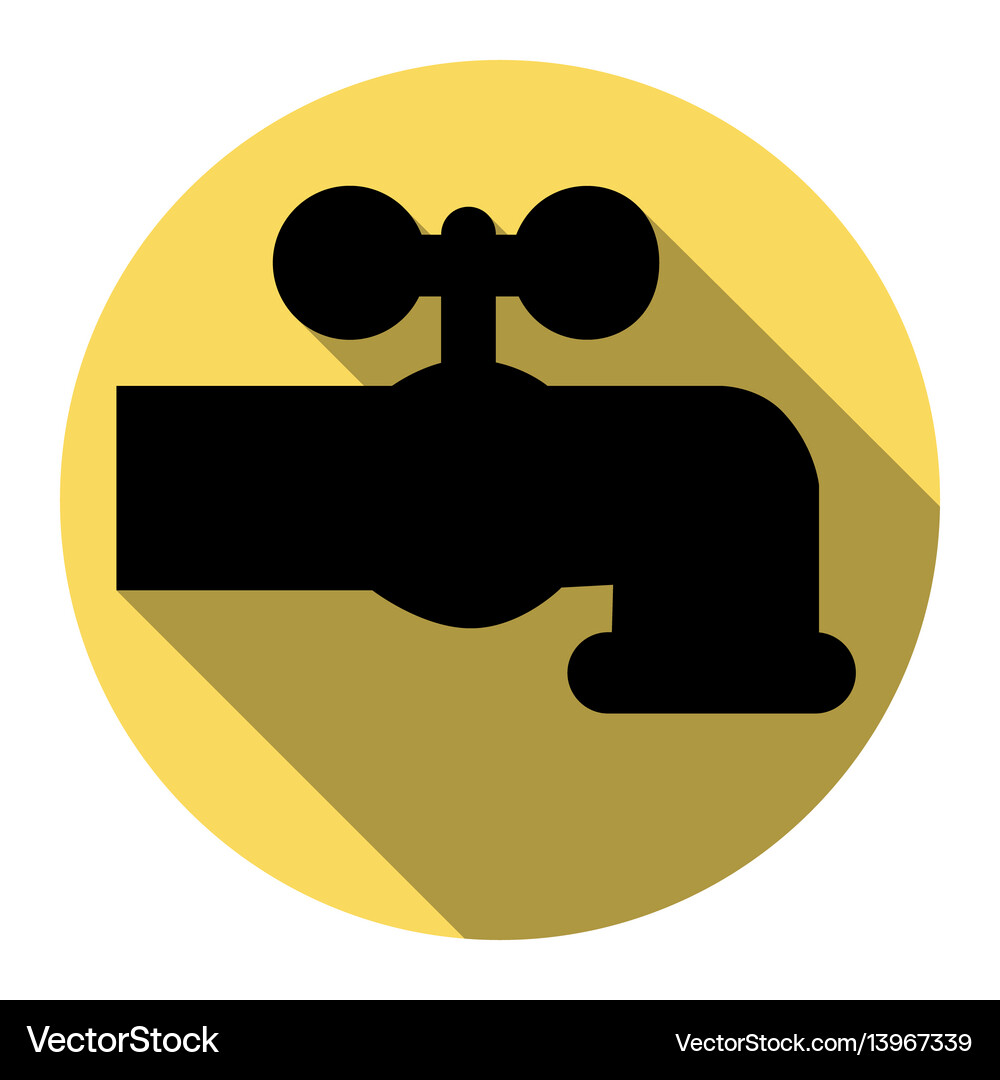 Water Faucet Sign Flat Black Royalty Free Vector Image