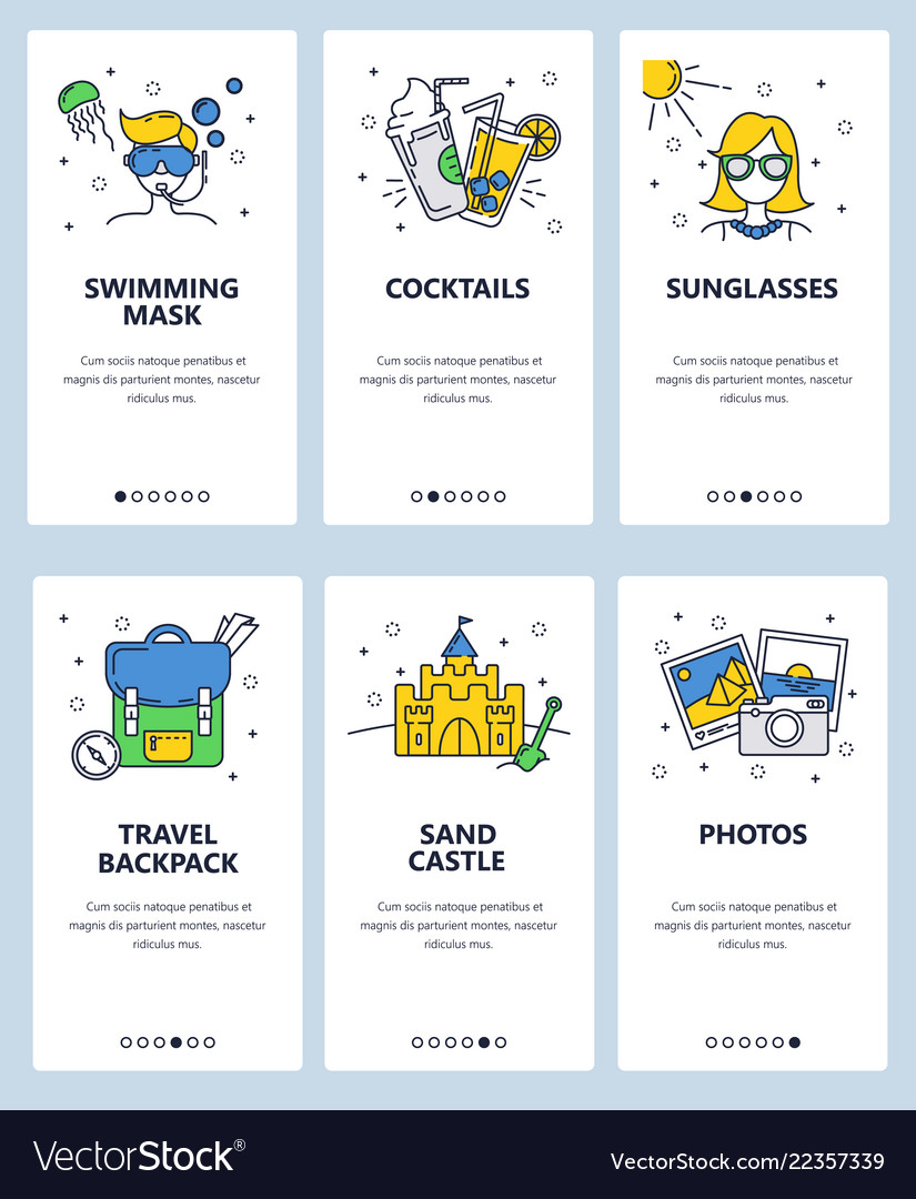 Web site linear art onboarding screens vector image Web site linear art onboarding screens