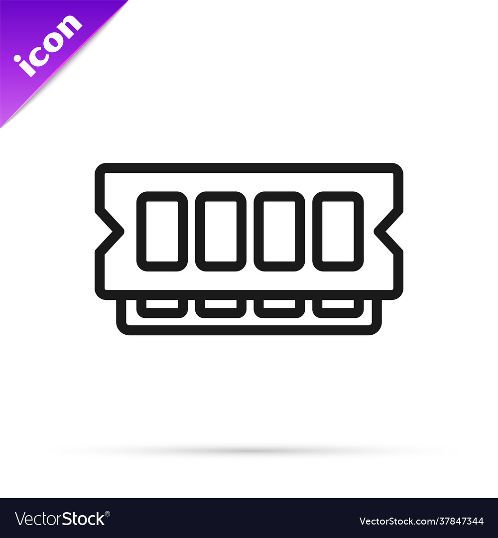 Black line ram random access memory icon isolated vector image Black line ram random access memory icon isolated