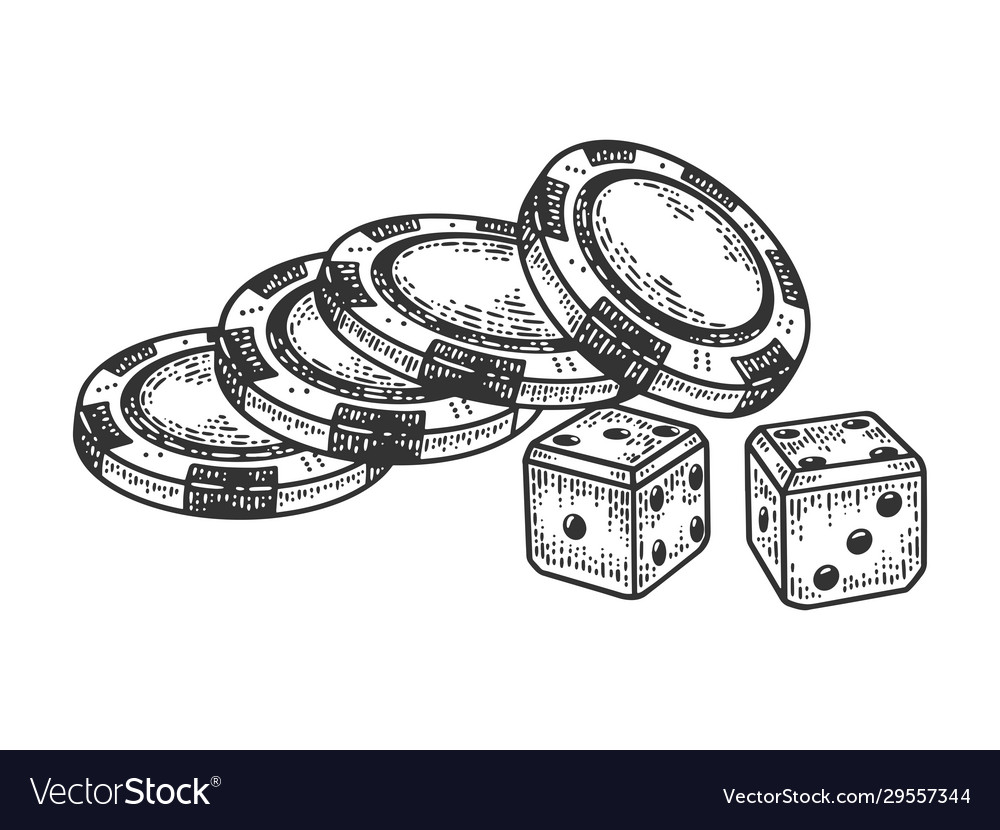 Casino dice and chips sketch