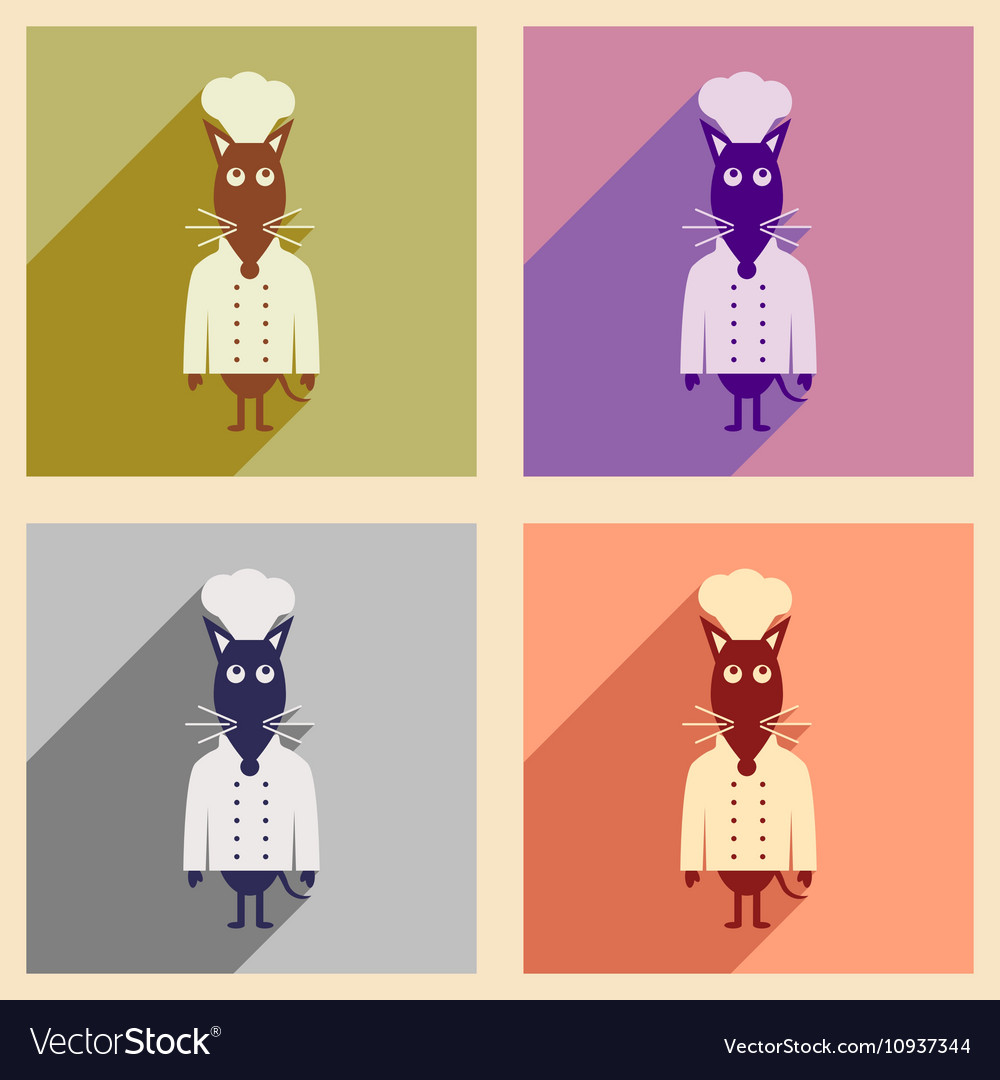 Concept flat icons with long shadow mouse chef