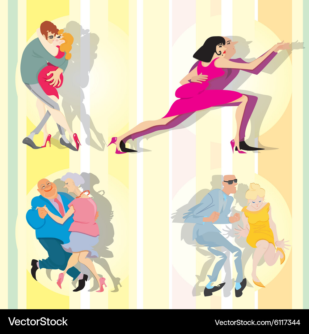 Dancing couples Royalty Free Vector Image - VectorStock