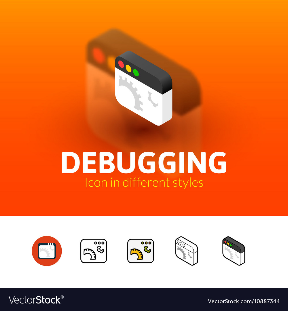 Debugging icon in different style Royalty Free Vector Image