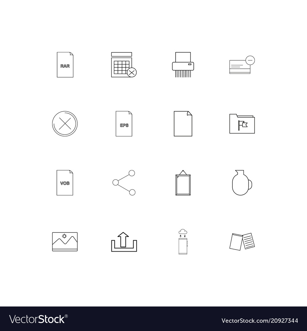 Files and folders sign linear thin icons set