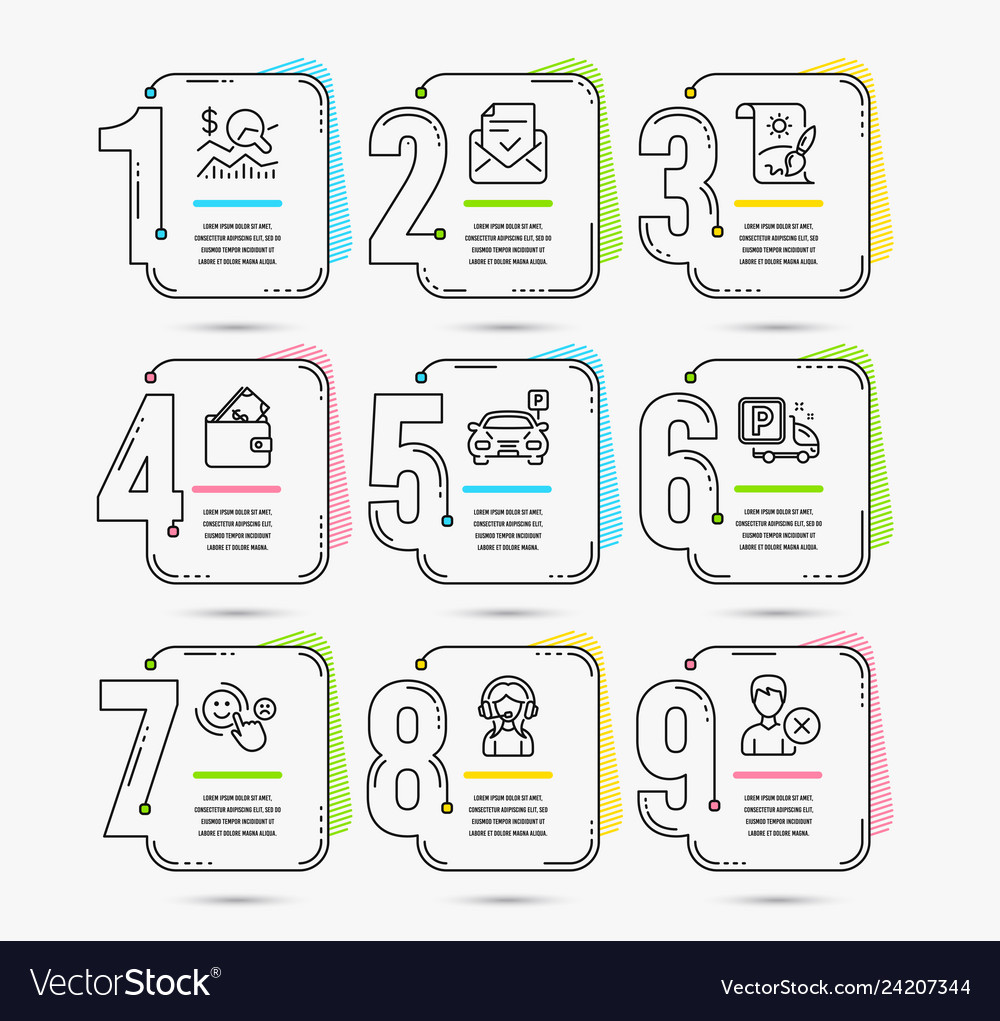 Infographic template with numbers 9 options set
