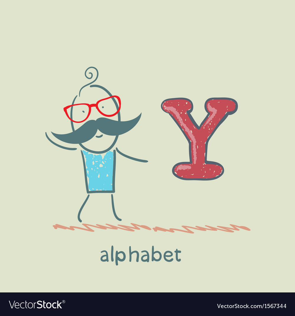 Man standing with a letter of the alphabet