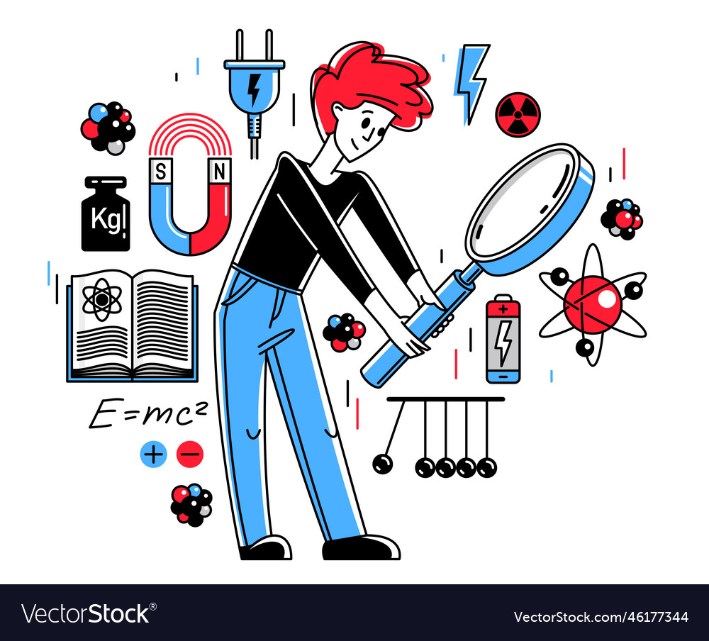 Physicist working on some theoretical physics vector image Physicist working on some theoretical physics