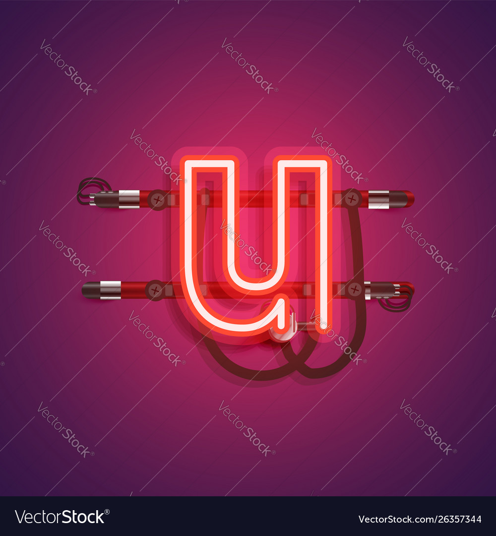 Realistic neon character with wires and console