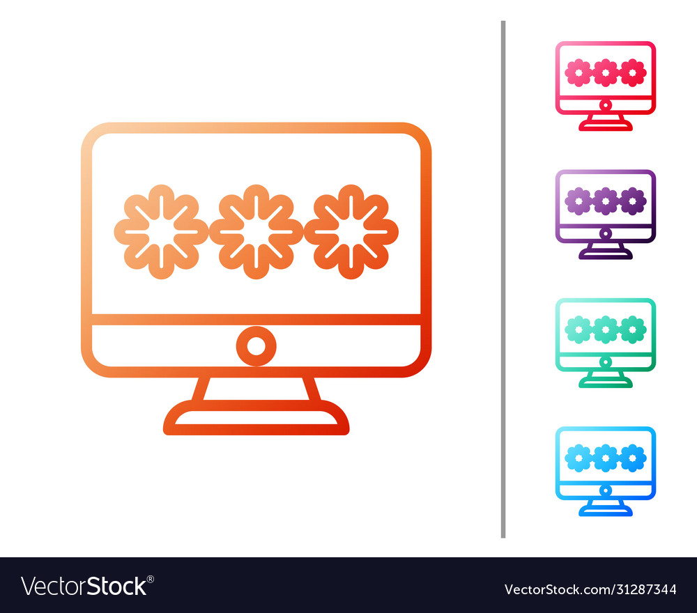 Red line monitor with password notification icon Vector Image Red line monitor with password notification icon