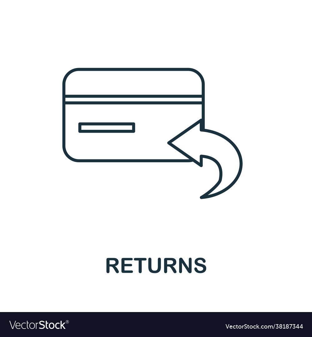 Returns line icon simple outline from e-commerce vector image Returns line icon simple outline from e-commerce
