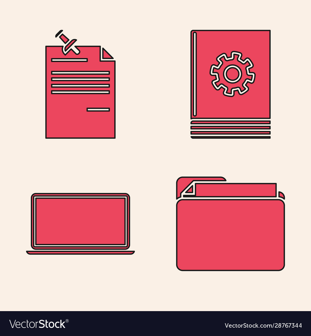 Set document folder note paper with pinned