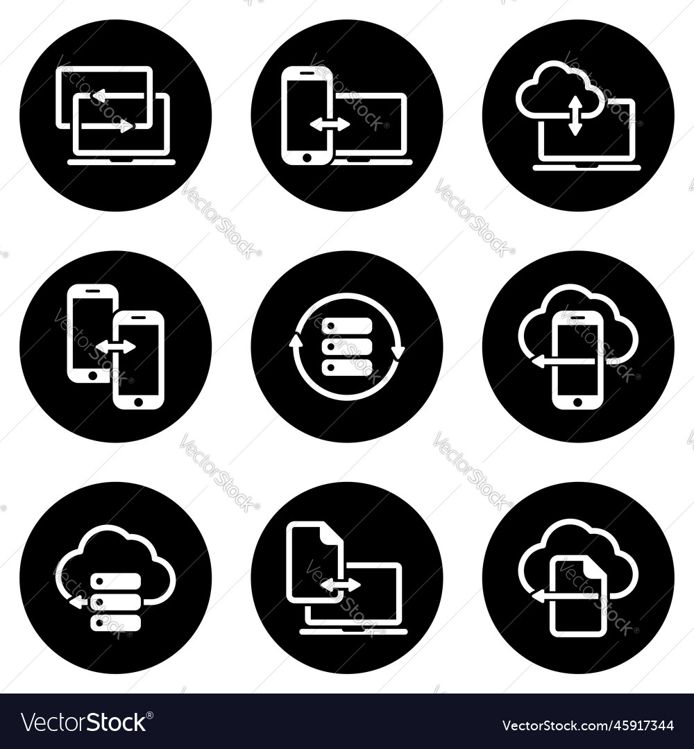 Set of simple icons on a theme data exchange vector image Set of simple icons on a theme data exchange