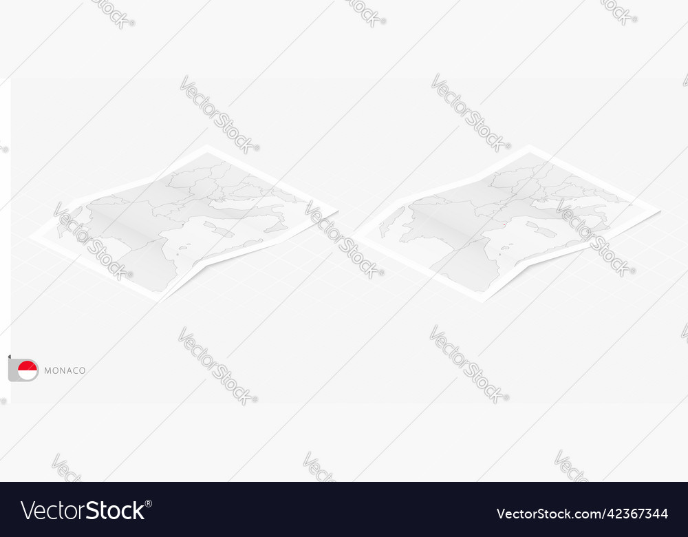 Set of two realistic map monaco with shadow vector image Set of two realistic map monaco with shadow