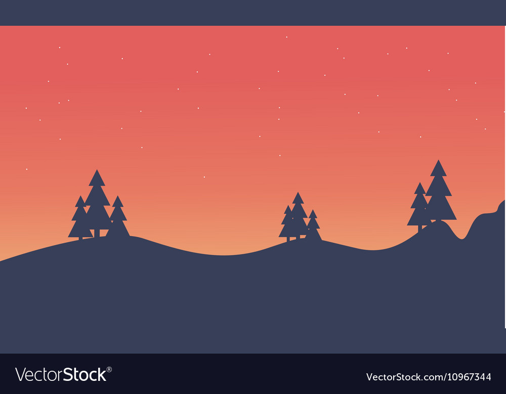 Silhouette of hill and spruce scenery