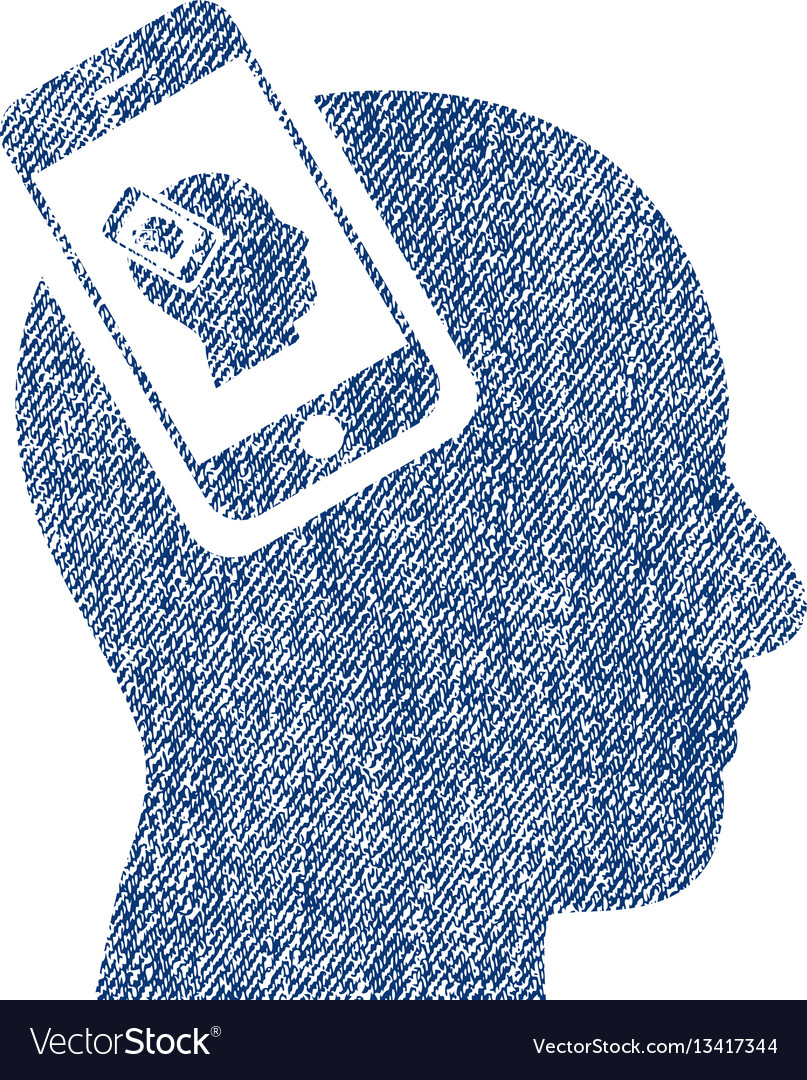 Smartphone head plugin recursion fabric textured vector image Smartphone head plugin recursion fabric textured