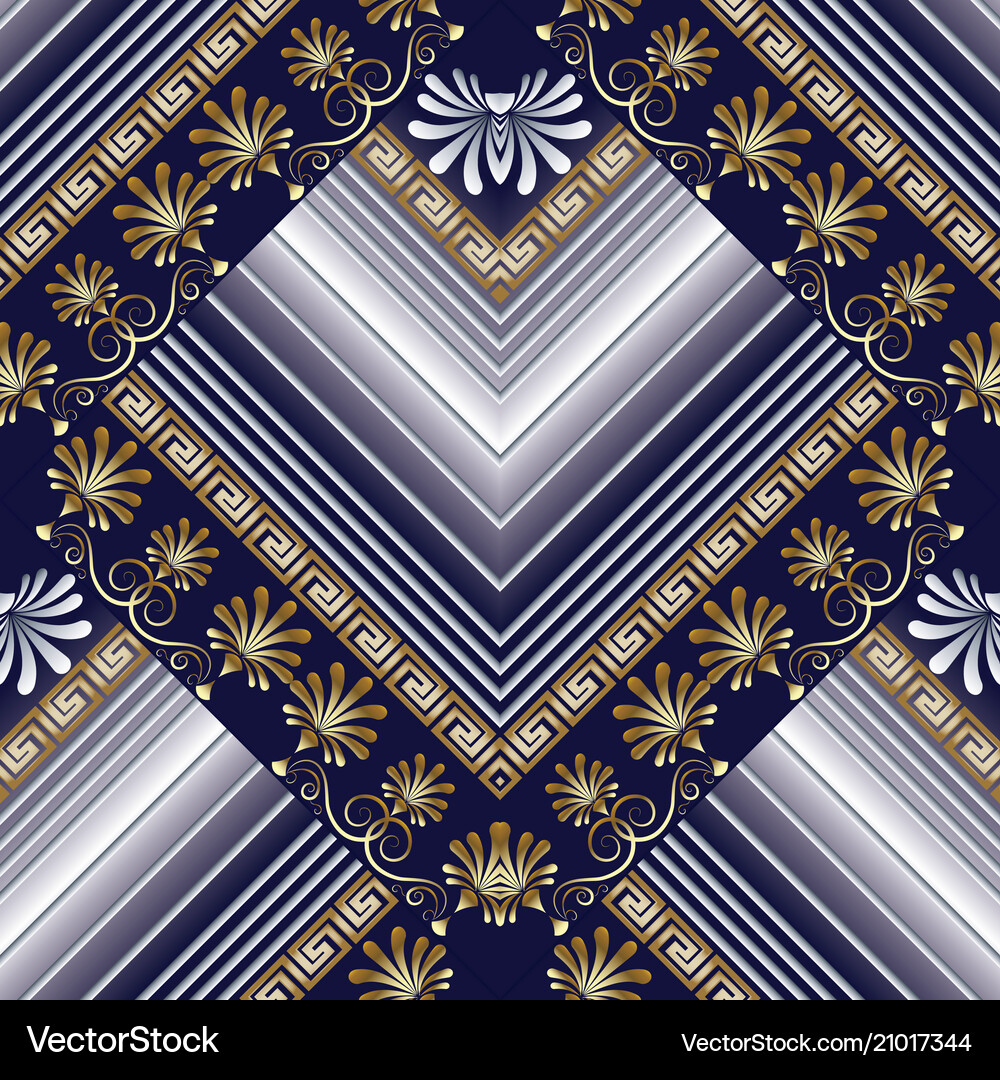 Striped greek 3d seamless pattern abstract Vector Image