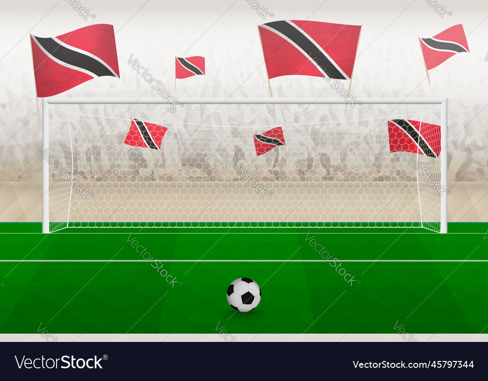 Trinidad And Tobago Football Team Fans With Flags Vector Image 6052