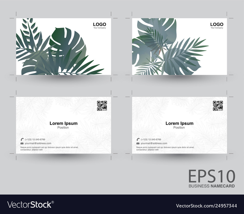 Tropical green leaf pattern background namecard Vector Image