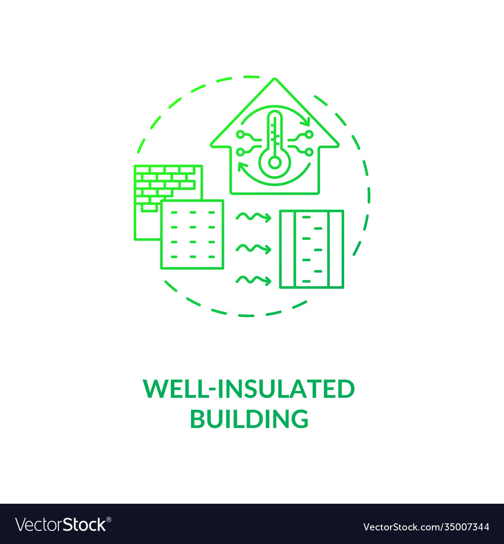 Well insulated building green concept icon Vector Image
