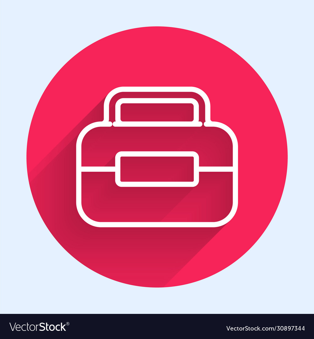 White line toolbox icon isolated with long shadow vector image White line toolbox icon isolated with long shadow
