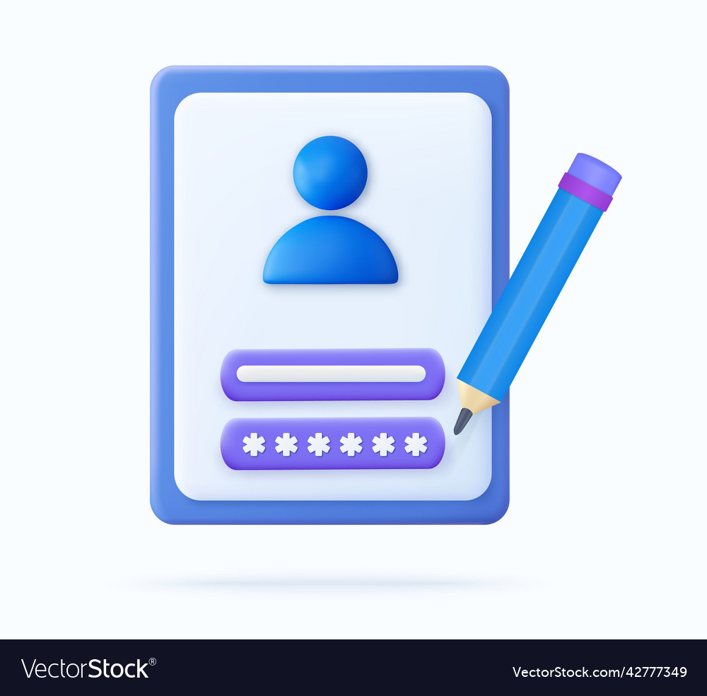 3d account login and password form vector image 3d account login and password form