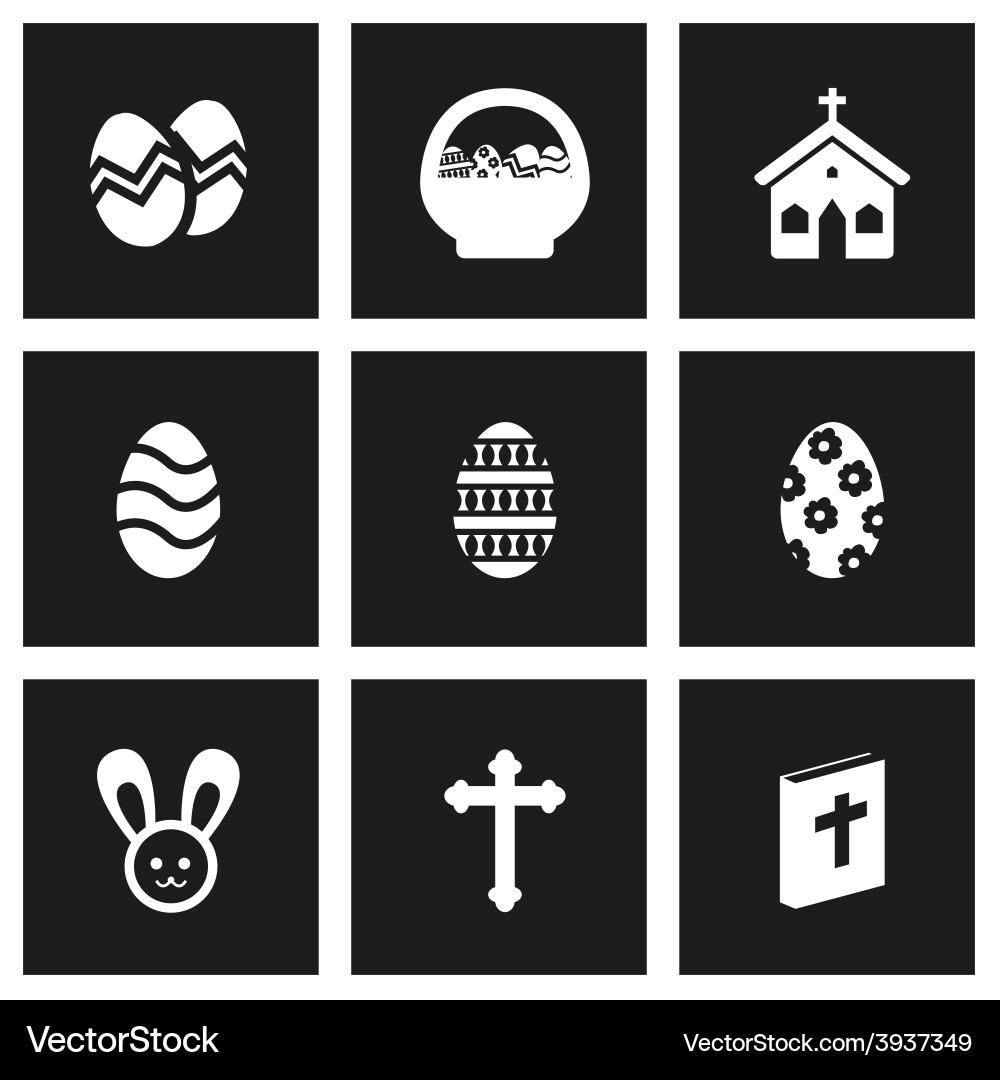 Black easter icon set Royalty Free Vector Image