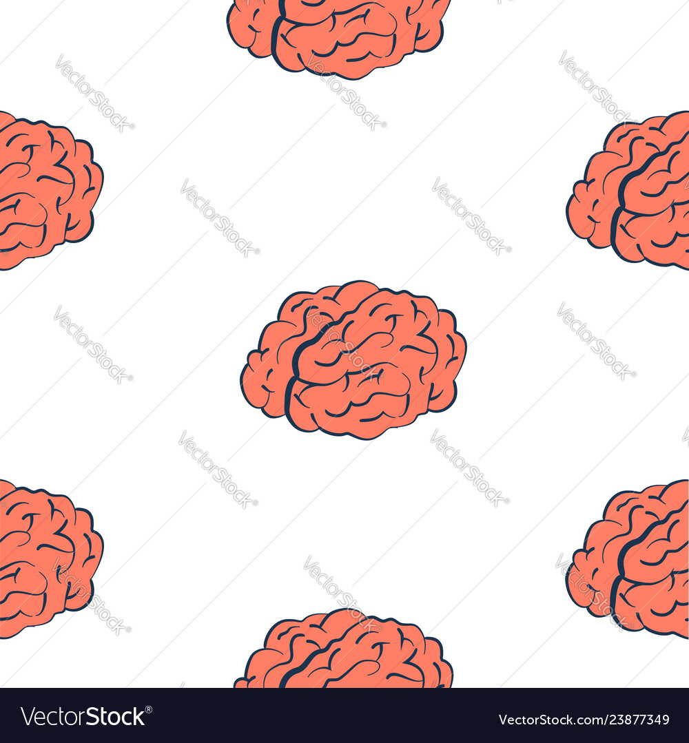 Brains on white seamless pattern vector image Brains on white seamless pattern