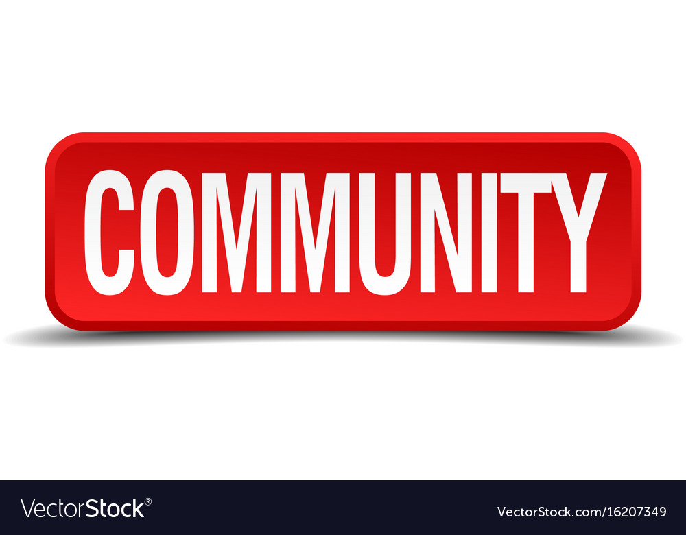 Community red three-dimensional square button