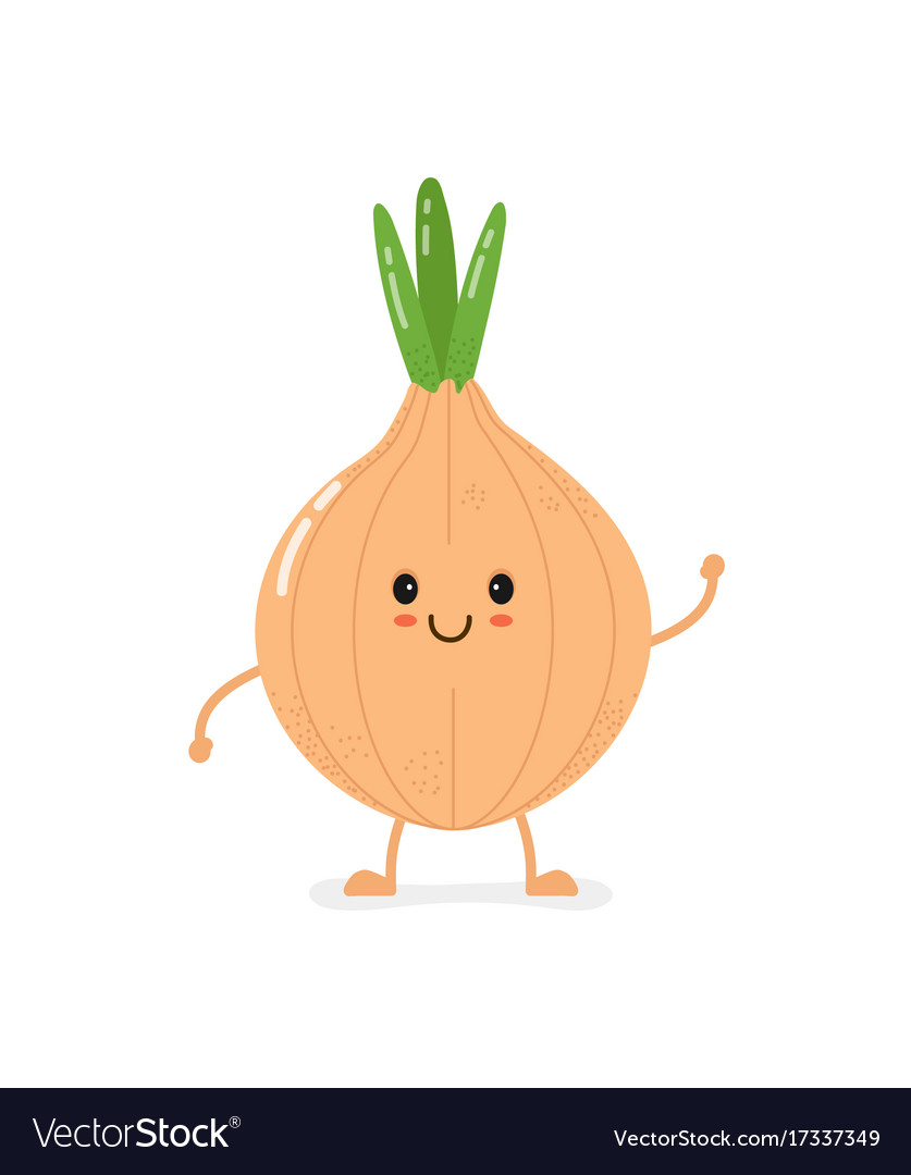 Cute smiling bow onion character Royalty Free Vector Image