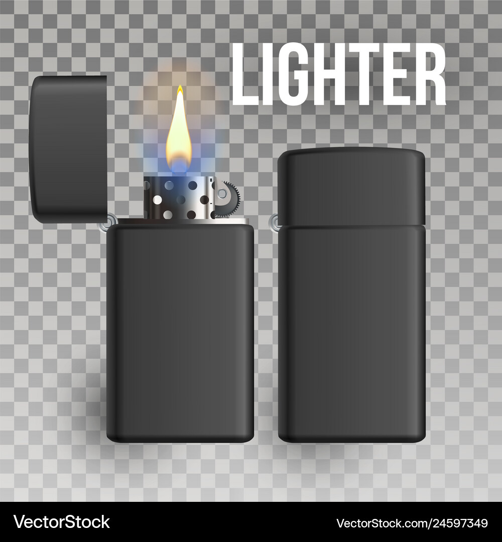 Lighter burn object burning 3d realistic Vector Image