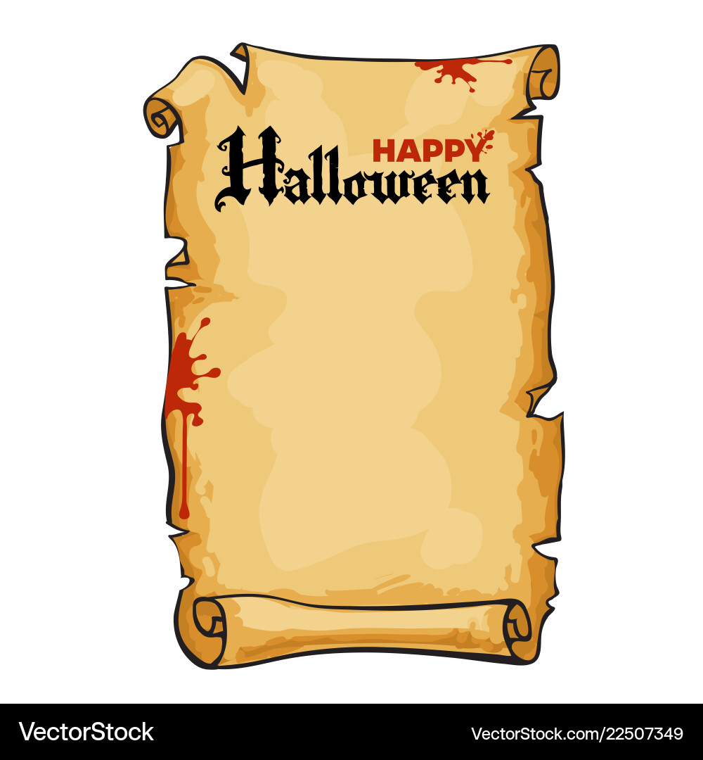 Old Paper Scroll Text Happy Halloween In Gothic Vector Image