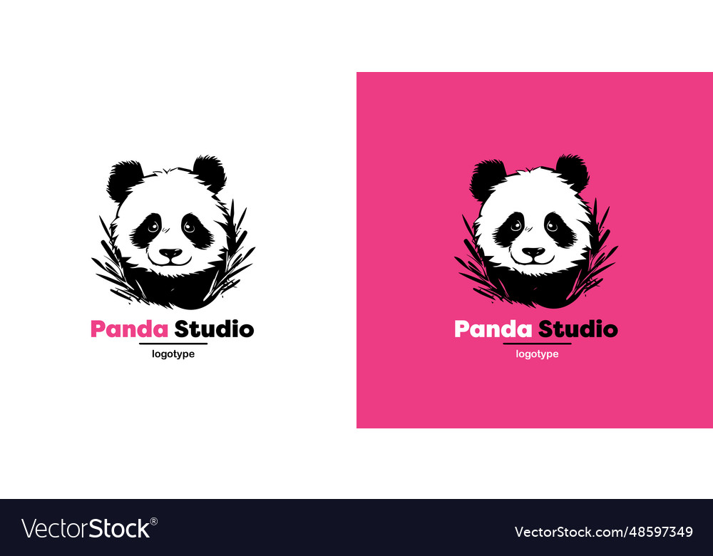 Panda logo on pink and white