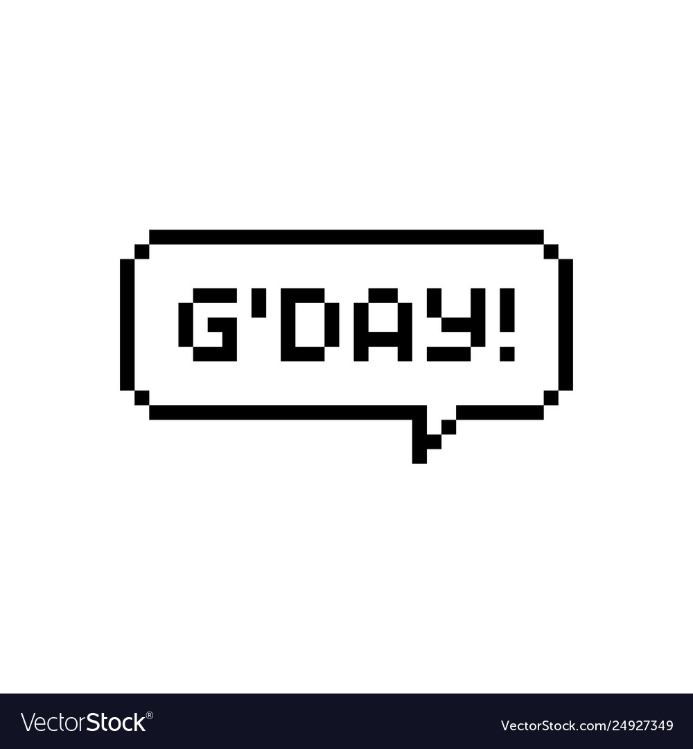 Pixel art speech bubble good day text - isolated