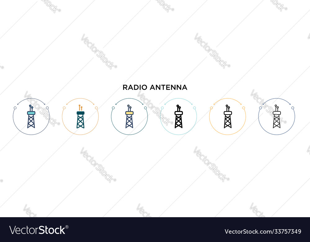 Radio antenna icon in filled thin line outline