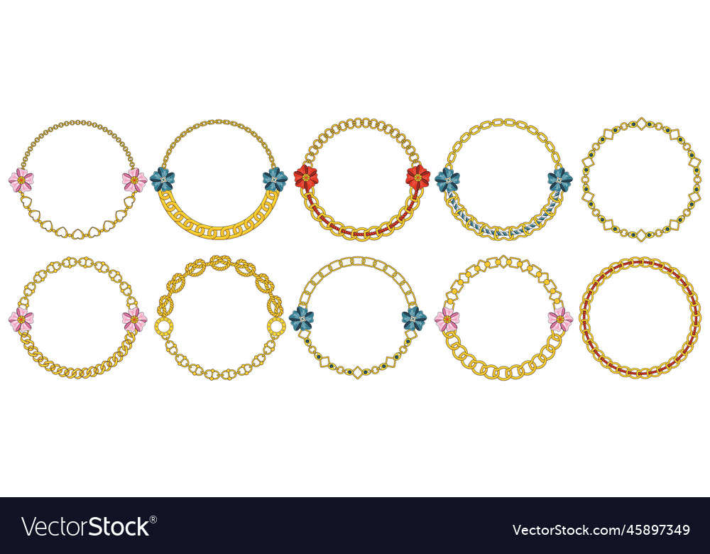 Round chain frame circle chains border boho