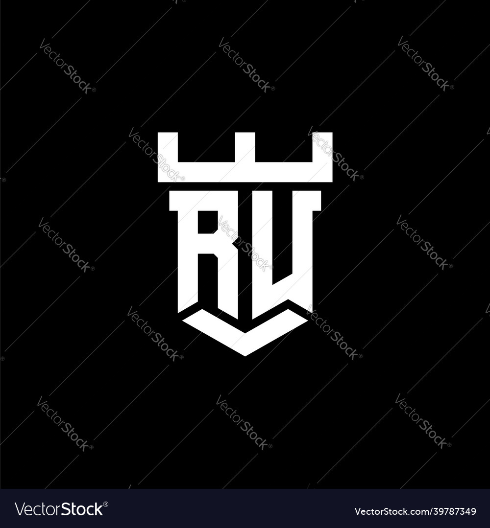 Ru logo letter castle shape style