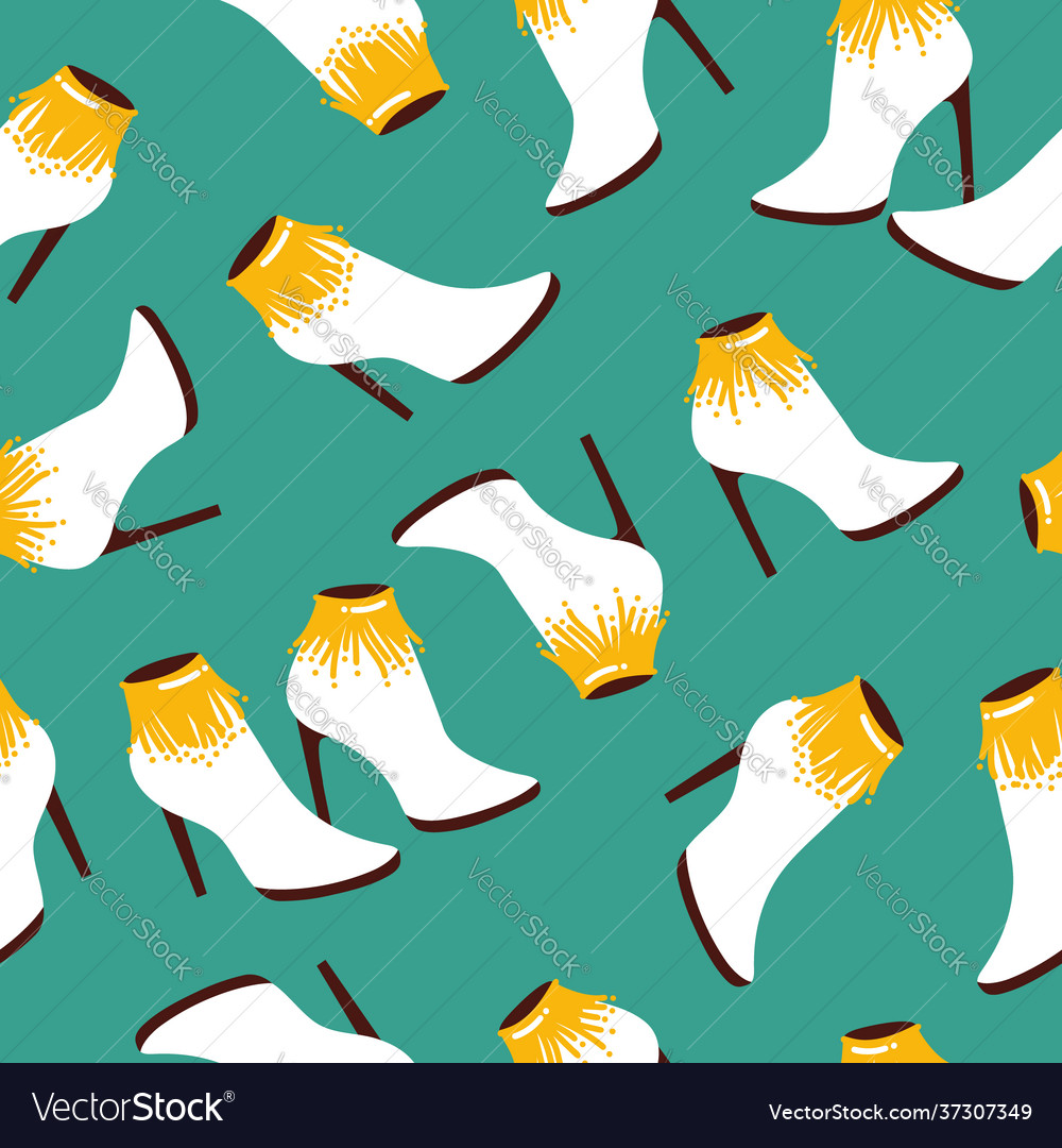 Seamless pattern with fashionable shoes handdrawn