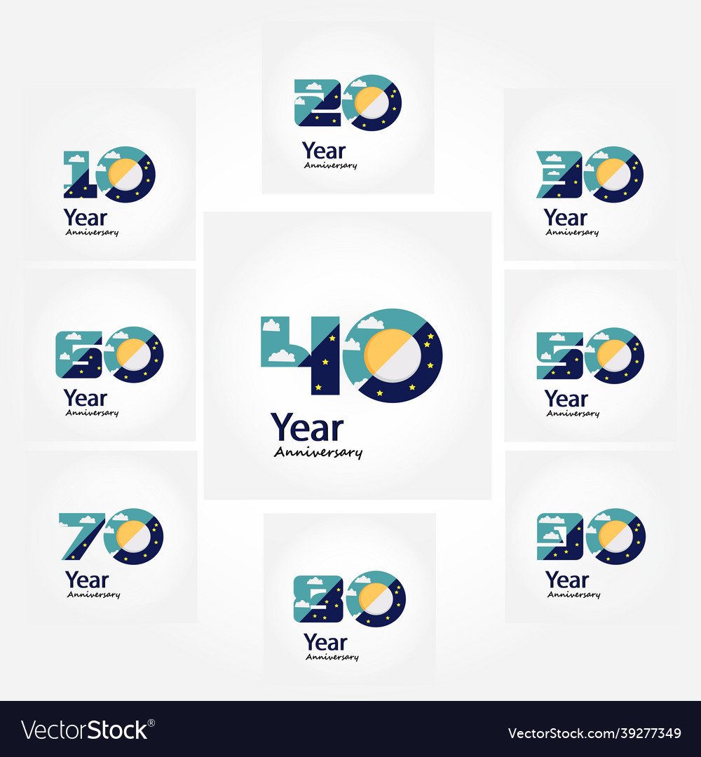 Set 100 year anniversary logo template design vector image Set 100 year anniversary logo template design