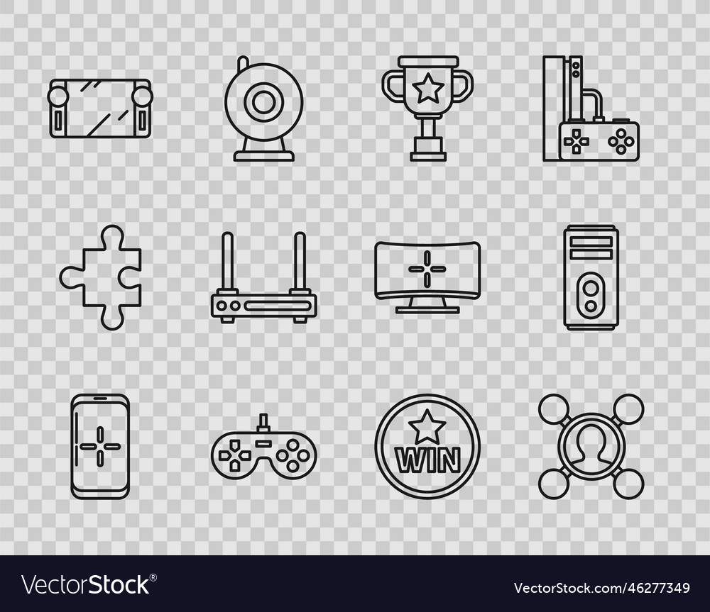 Set line smartphone and playing in game share vector image Set line smartphone and playing in game share