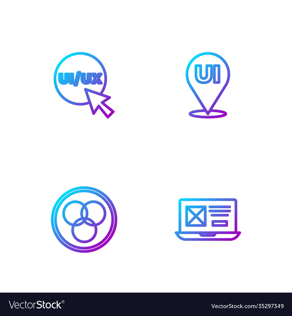 Set line ui or ux design rgb and cmyk color vector image Set line ui or ux design rgb and cmyk color