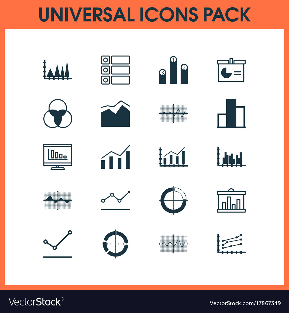 Set of graphs diagrams and statistics icons