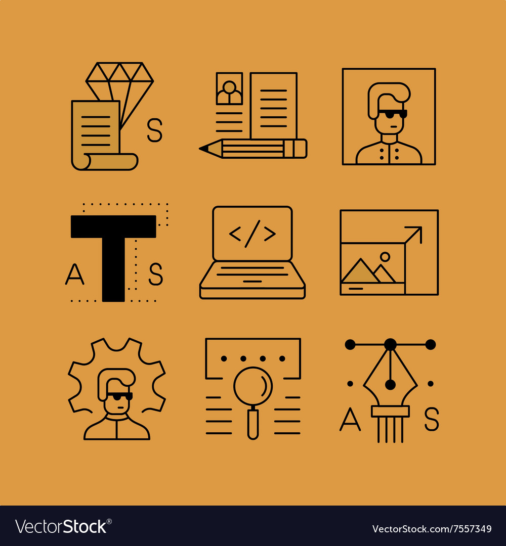 Set of line icons in the flat style
