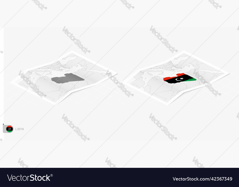 Set of two realistic map libya with shadow
