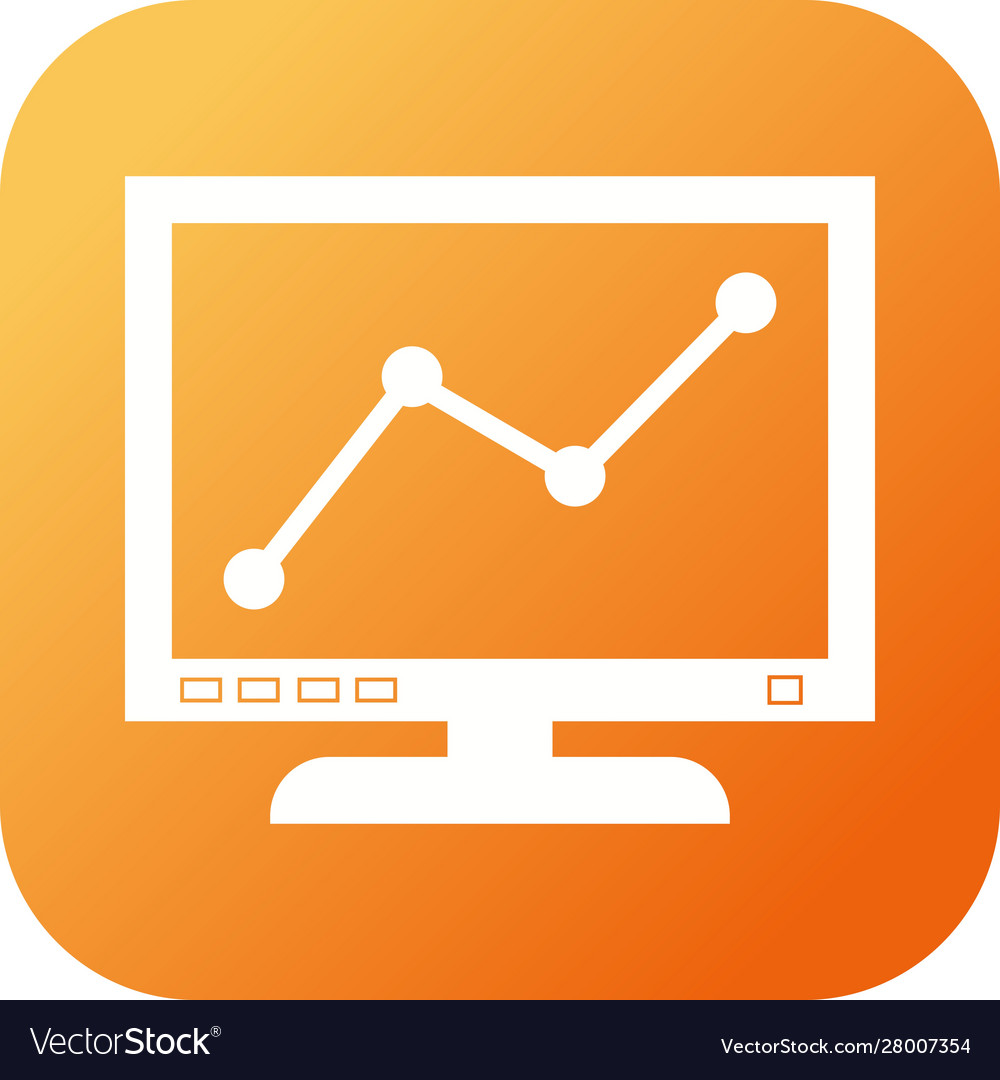 Beautiful graph on computer glyph icon