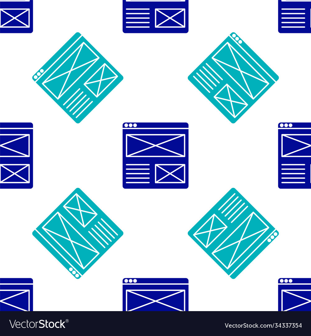 Blue browser window icon isolated seamless pattern