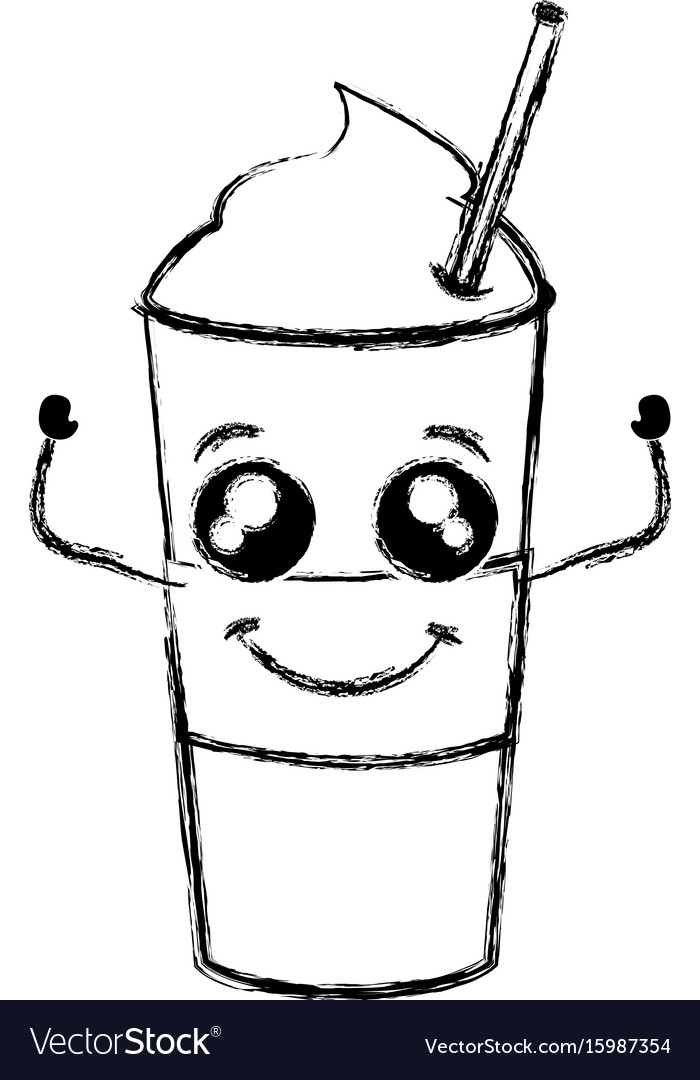 Coffee shake with straw kawaii character