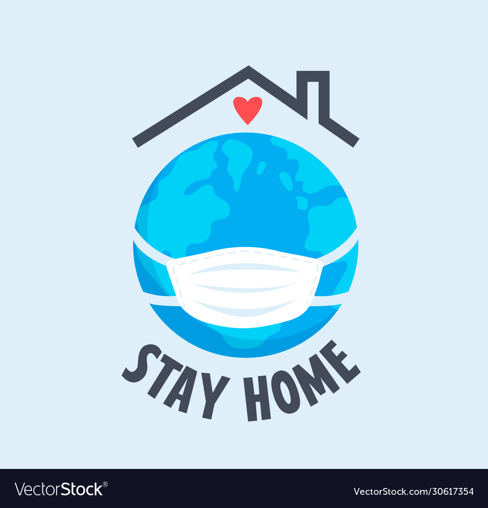 Earth in mask in isolation under roof Royalty Free Vector