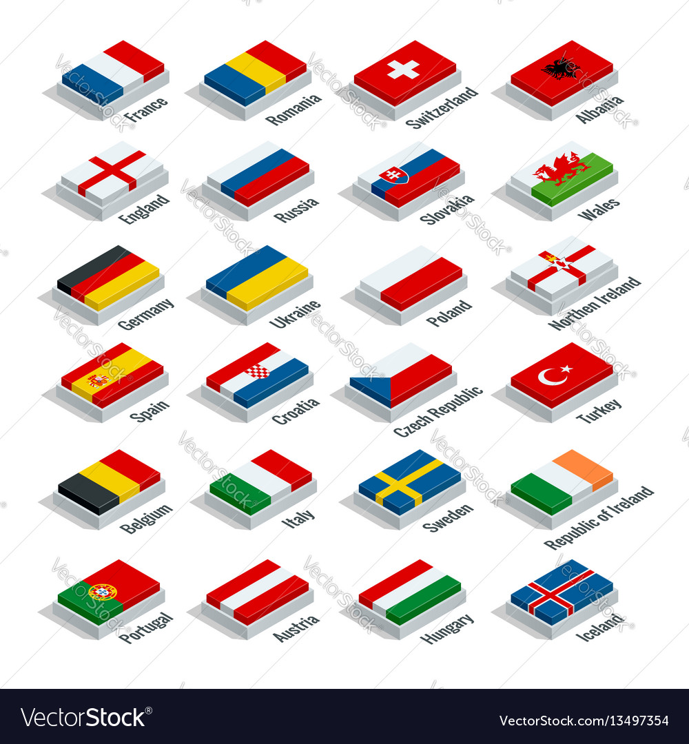 Euro 2016 in france flags european countries Vector Image